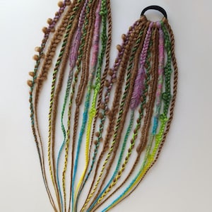 Dreads on hairband | Crochet Dreadlocks spring| Sythetic set + macrame clip| Forest Witch Green Brown Fairy Hipppie Nature