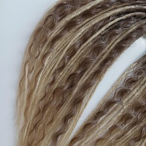 DE dreads soft crochet (double ended dreadlocks) ombre brown beige (blonde), curly brown fake hair extensions soft synthetic kanekalon