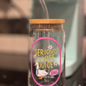 Serious Goose Juice Glass Can with Bamboo Lid & Straw