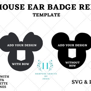 Mouse Ear Badge Reel Display Card Template SVG PNG (Digital Download)