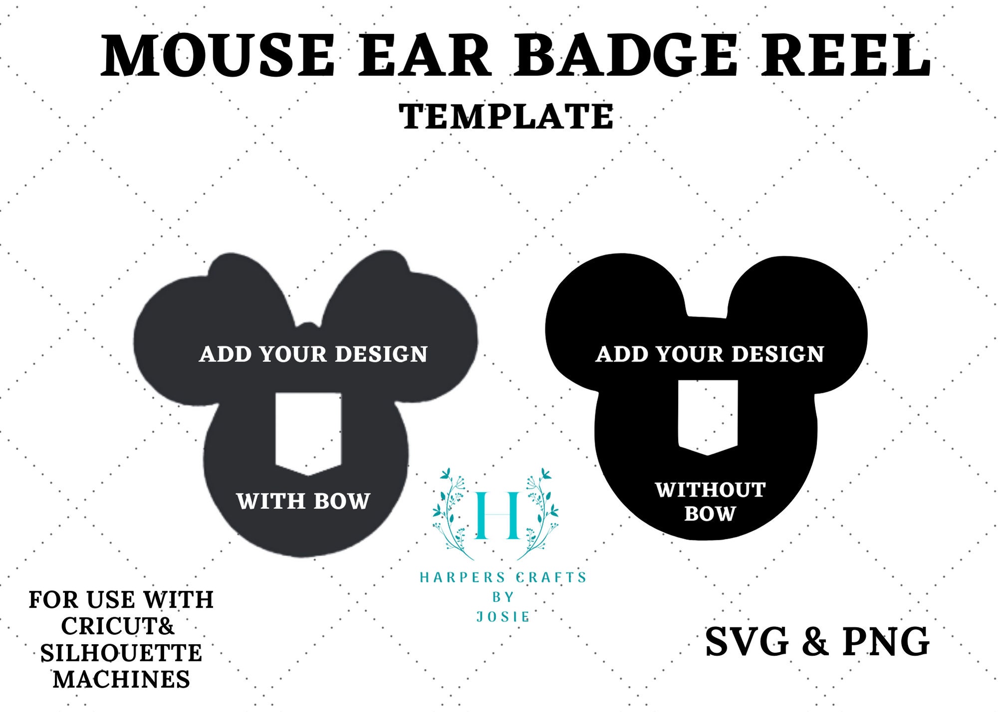 Badge Reel Display Card SVG Blank Template Mouse Ear Shape Cricut