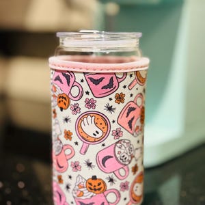 Spooky Halloween Coffee Sleeve: Iced Beverage Cup Cozy