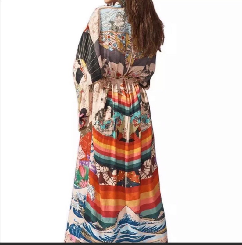 Bohemian Kimono Beach CoverUp Duster Beach Robe Maternity Etsy