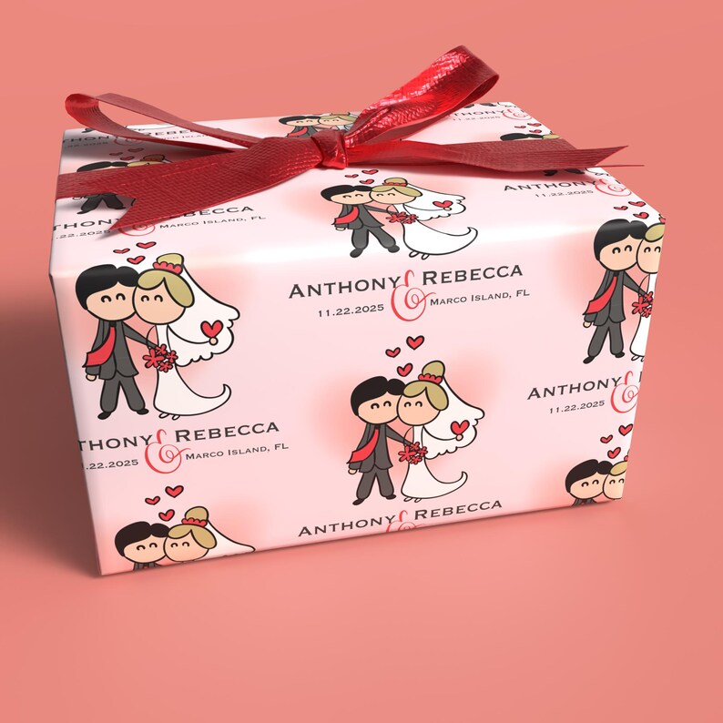personalized pastel wedding wrapping paper