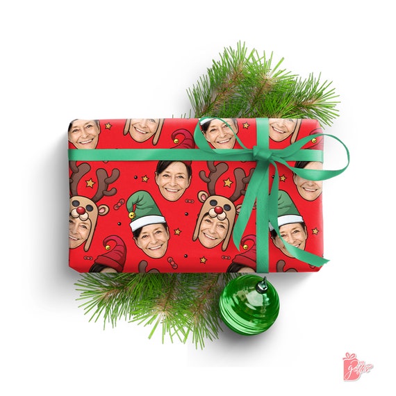 Funny Custom Face Photo Santa's Elves Christmas Wrapping Paper Sheets