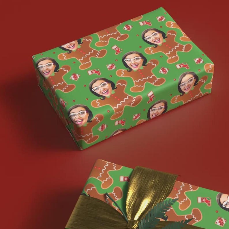 funny holiday photo wrapping paper