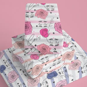 Personalized Romantic Roses Gift Wrap | Custom Wedding Gift Wrap with Couple&#39;s Names | Anniversary Wrapping Paper | Bridal Shower Gift Paper