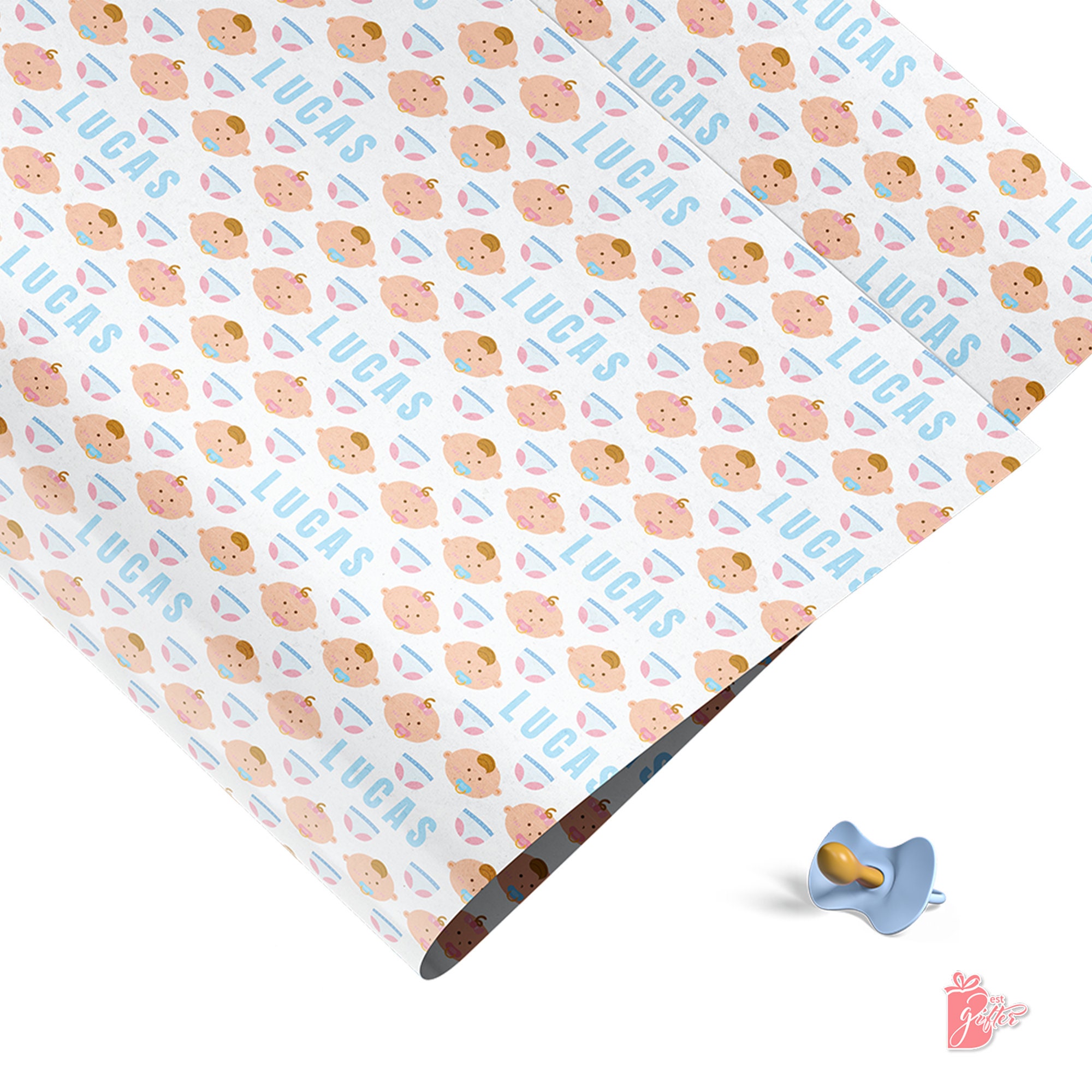 New Baby Wrapping Paper, Baby Shower Gift Wrap, Boy Girl Unisex