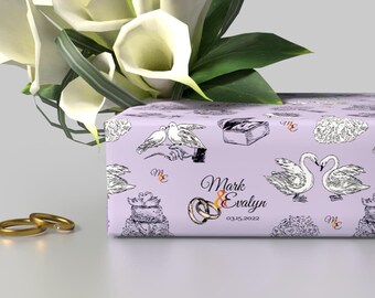 Personalisierte Hochzeitsgeschenkpapier, Mr & Mrs, Salbei Recyclingpapier