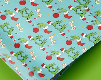 Personalized Grinch Gift Wrap | Custom Christmas Wrapping Paper | Custom Holiday Gift Wrap with Name | Dr Seuss Wrapping Paper