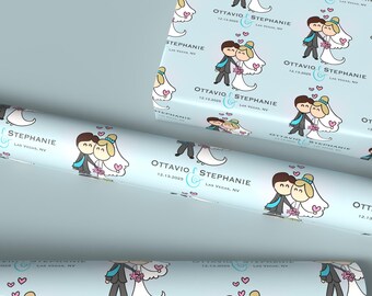 Personalisierte Paar Cartoon Hochzeitsgeschenkpapierrolle