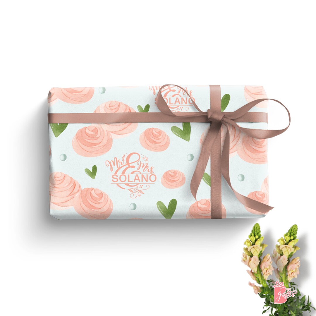 Cute Summer Wedding Custom Gift Wrapping Paper Watercolor Etsy