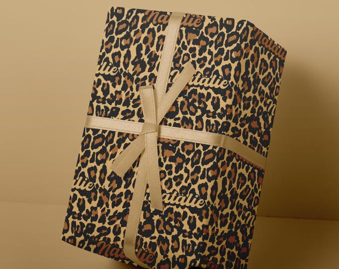 Custom Leopard Print Gift Wrap, Personalized Animal Print Wrapping Paper For Her