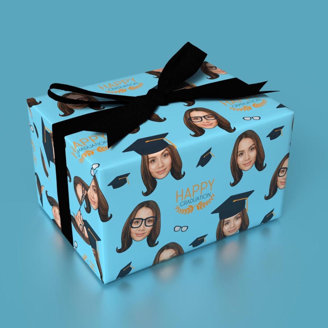Personalized Face Graduation Wrapping Paper, Custom Photo Gift Wrap for ...