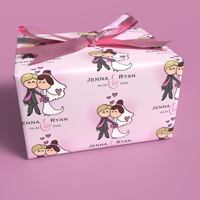 cute couple wedding paper with custom names