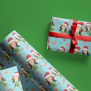 Carta da regalo natalizia personalizzata con foto / Carta da regalo con elfo e cappello di Babbo Natale / Carta da regalo natalizia carina per bambini / Carta da regalo natalizia personalizzata