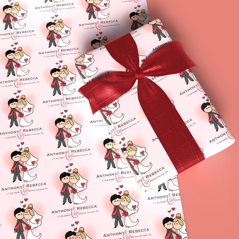 engagement party gift wrap with custom name