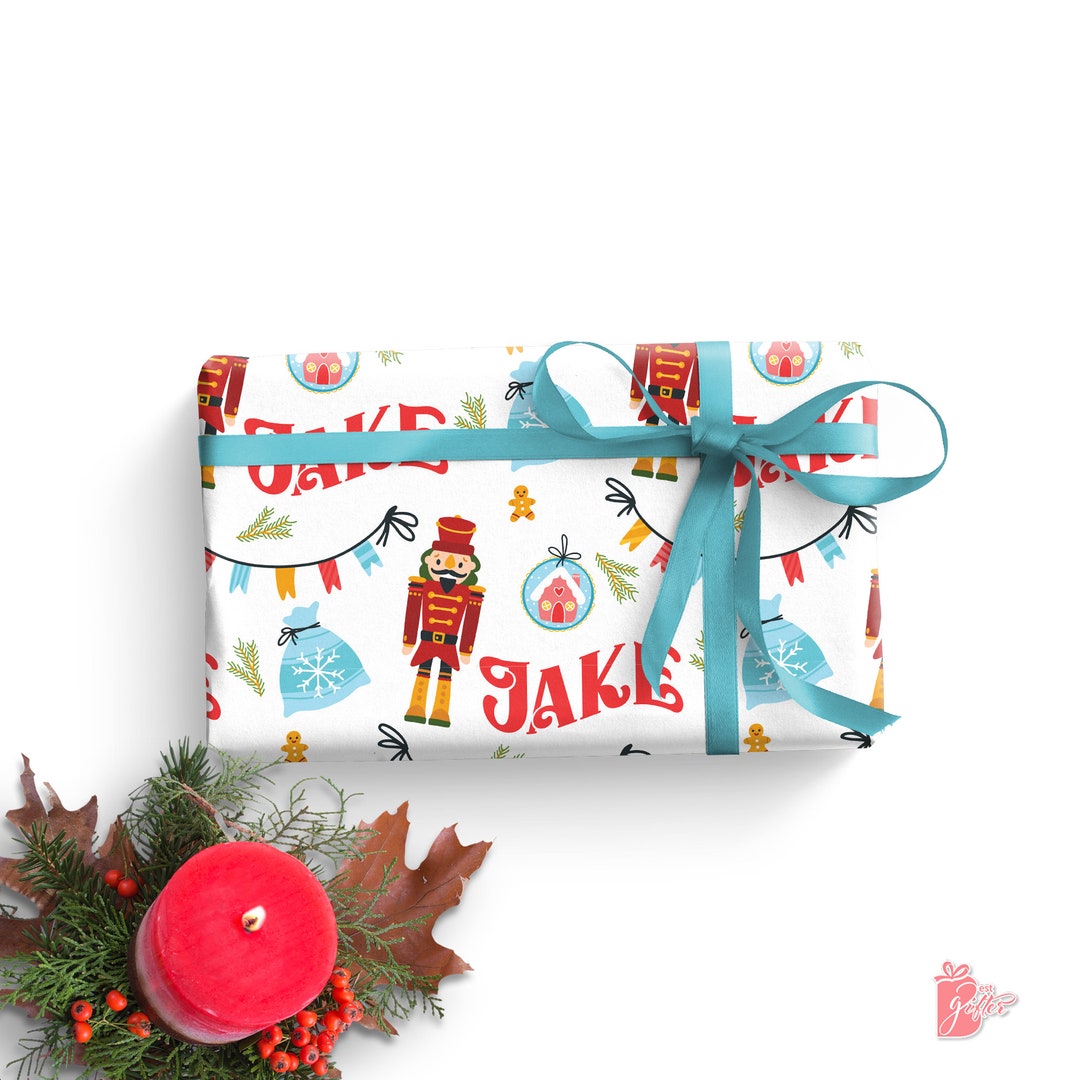 Festive Nutcracker Christmas Wrapping Paper With Custom Text