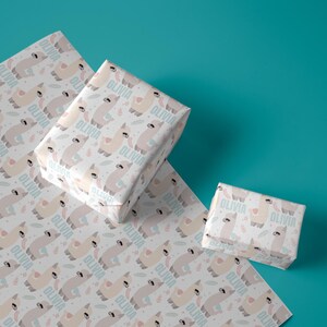 Personalized Llama Gift Wrapping Paper - Beautiful Llama Illustrations, Custom Name on Birthday Gift Wrap for kids, girls, 24&quot; W Roll