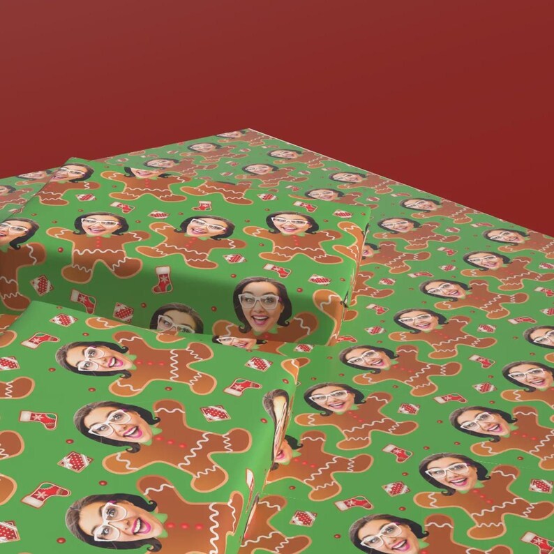 Christmas cookie wrapping paper personalized with photo