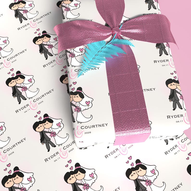 personalized engagement party gift wrap for couples