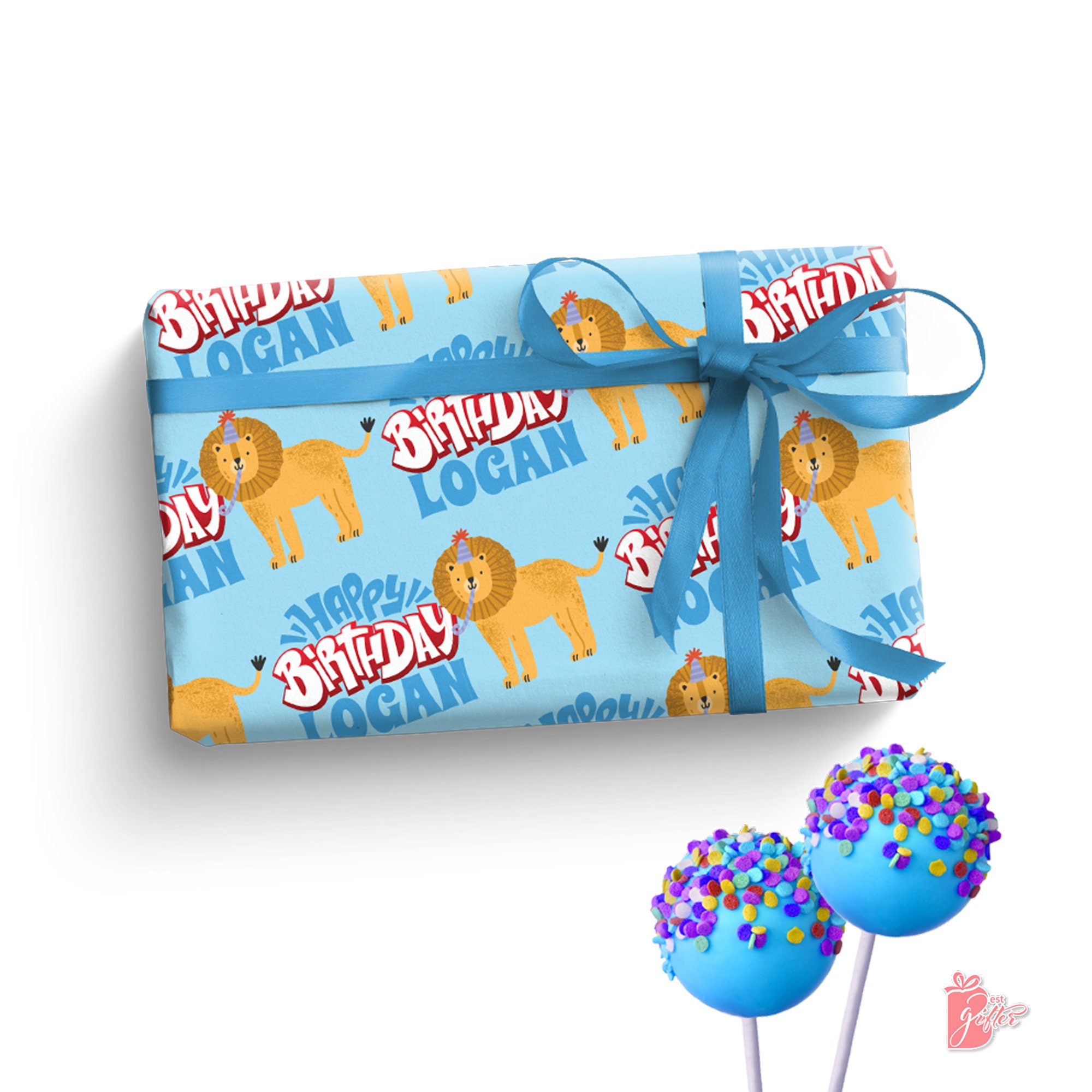 Personalised Children's Birthday Lion Wrapping Paper