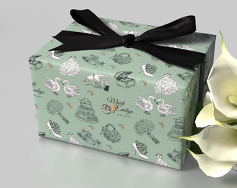 Personalisierte Hochzeit Geschenkpapierrolle in Grau | Personalisierte Geschenkverpackung für Brautpaar