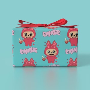 Personligt Bubu-docka-presentpapper: Anpassat namn Kawaii presentpapper