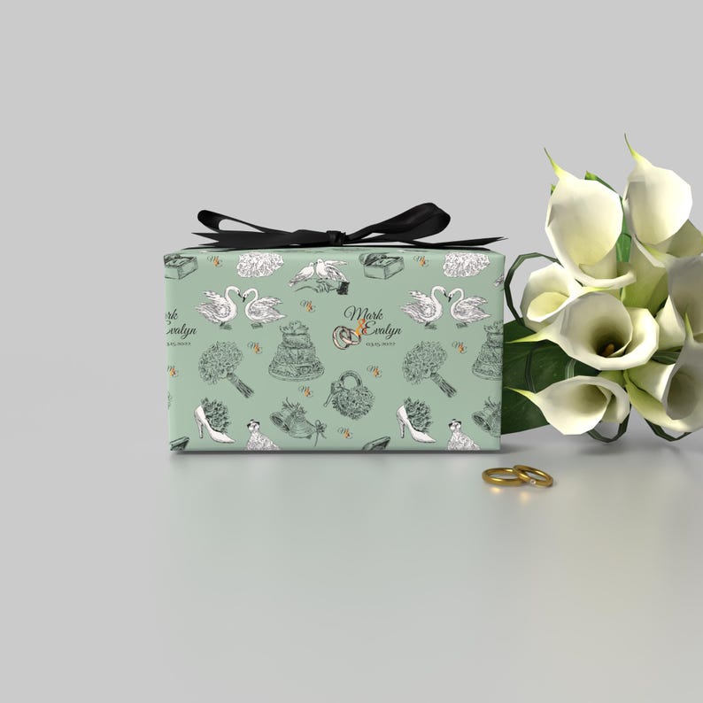 romantic roses wrapping paper, personalized wedding gift wrap, custom anniversary wrapping paper, striped background with roses, couple's names on wrapping paper, custom Valentine’s gift wrap, bridal shower gift wrap
