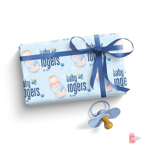 Benvenuto bambino, carta da regalo personalizzata per baby shower, carta da regalo per neonato, nome sui regali per neomamma, grazioso rotolo di carta da regalo personalizzata
