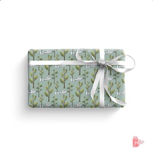 Personalized Earthy Green Plants Gift Wrap | Custom Name Wrapping Paper for Nature Lovers | Elegant Gift Wrap for Her | Unique Gift Ideas