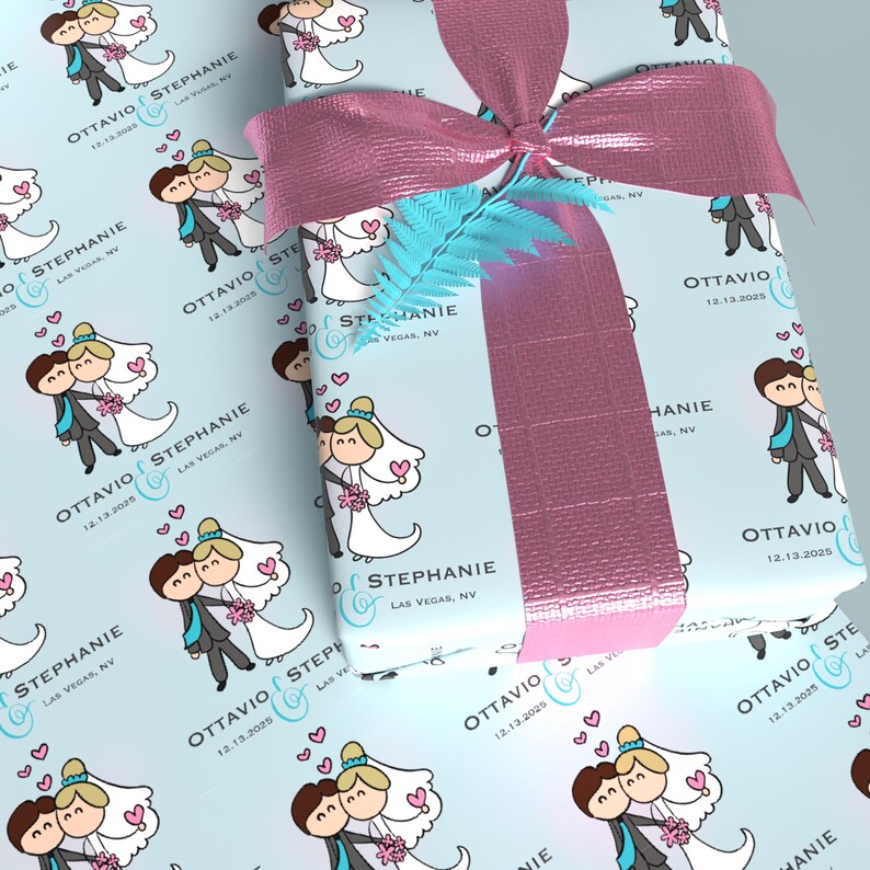 cute personalized couple name wedding gift paper
