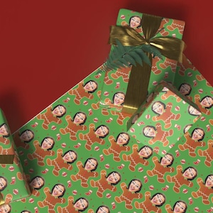 wrapping paper with faces for christmas gifts