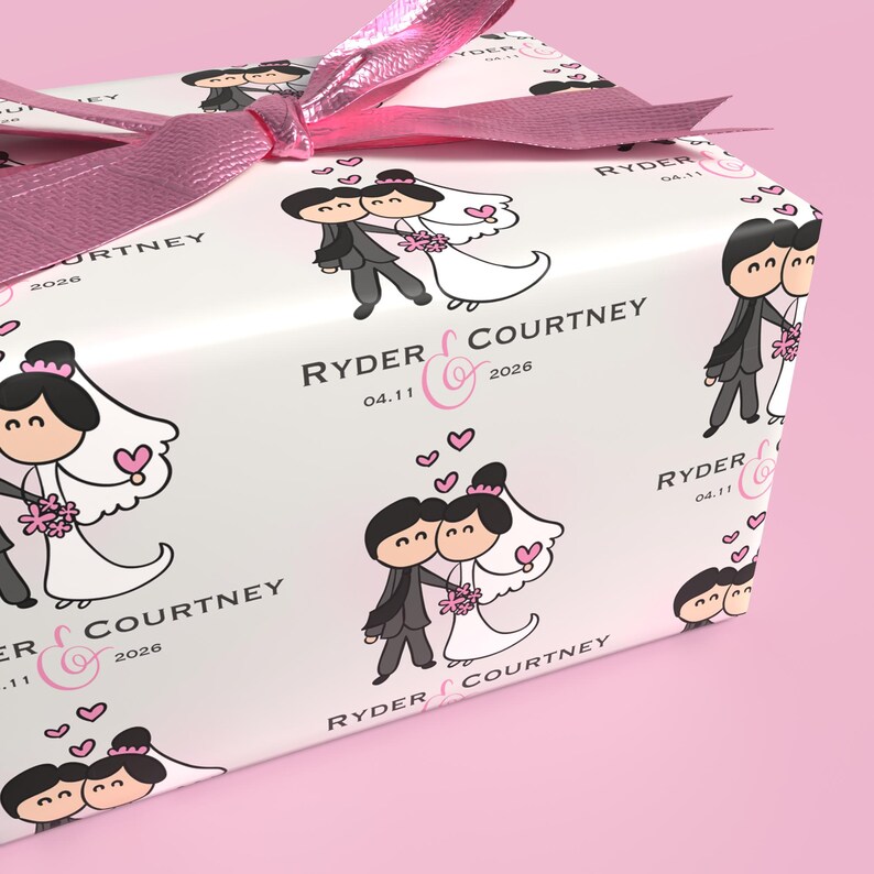 pastel wedding wrapping paper for couples