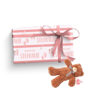 Carta da regalo rosa personalizzata per neonati / Carta da regalo personalizzata per baby shower / Sacchetto regalo personalizzato con nome / Carta da regalo carina per bambine