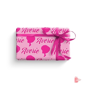 Black Barbie Personalized Wrapping Paper | Custom Name on Gift Wrap | Afro Barbie Silhouette | Birthday Gifts for Her | Cute Gift for Teens