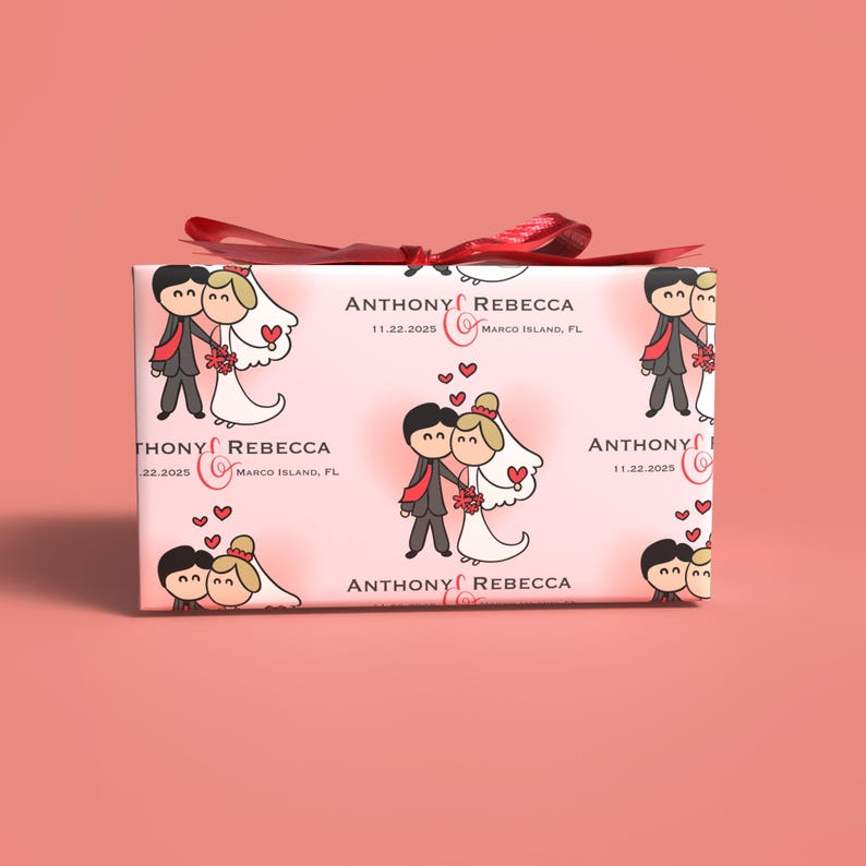 romantic anniversary gift wrap with custom names
