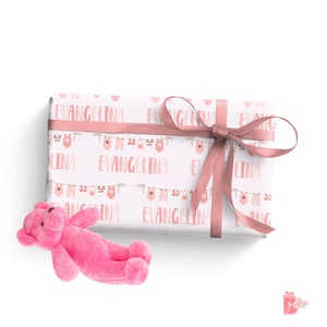 Carta da regalo personalizzata per neonata / Rotolo di carta da regalo personalizzato / Regalo per baby shower per bambina / Carta da regalo per il primo compleanno / Carta per battesimo con nome per neonato
