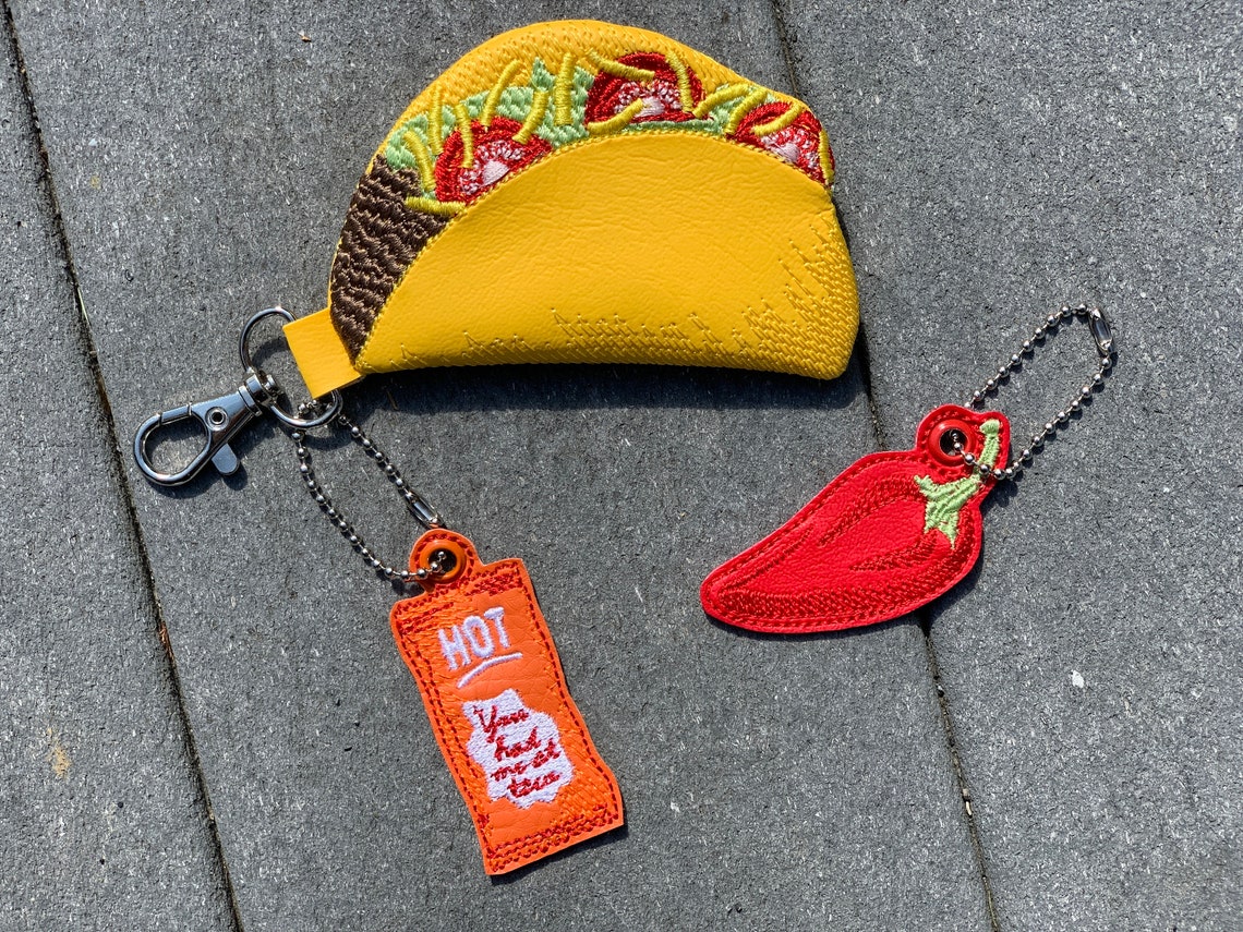 Taco Zipper Pouch and Keychains Etsy