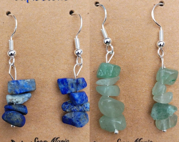 Blue Lapis or Green Aventurine Stone Earrings