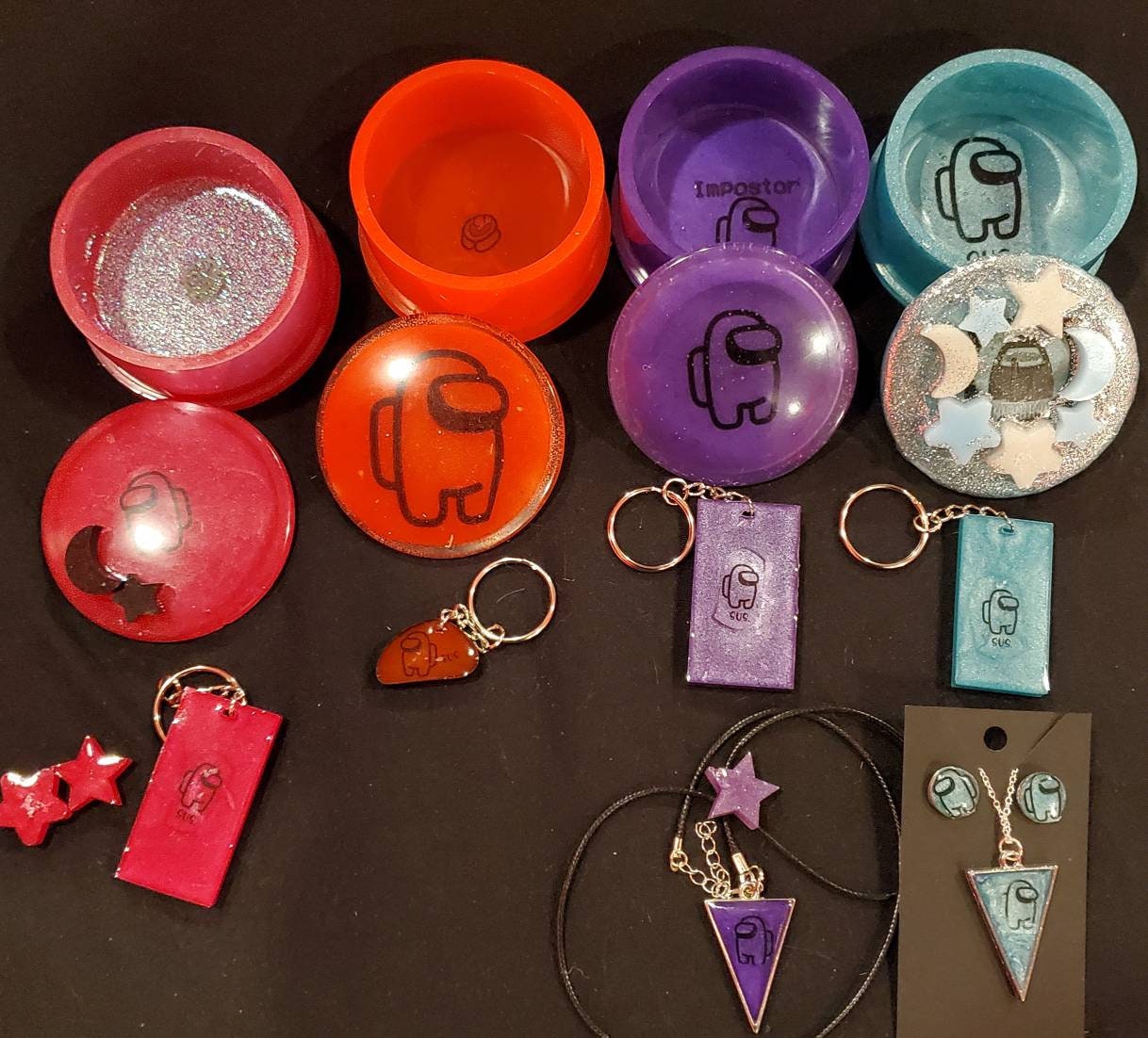 Among Us Inspired Gift Set Among Us Box Keychain Earrings Etsy