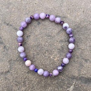 Lepidolite and Purple Jasper Beaded Bracelet