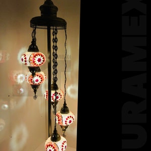 Handmade Luxury Turkish Mosaic Floor Lamp with 5 Globes - Bring Color and Tradition to Your Home