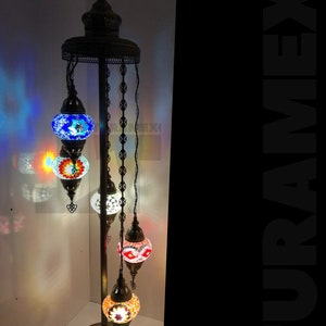 Handmade Luxury Turkish Mosaic Floor Lamp with 5 Globes - Bring Color and Tradition to Your Home