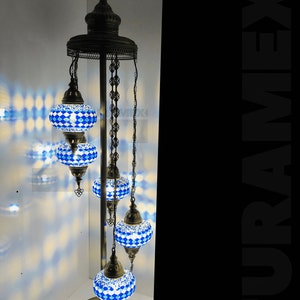 Handmade Luxury Turkish Mosaic Floor Lamp with 5 Globes - Bring Color and Tradition to Your Home