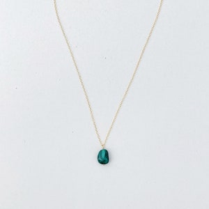 Malachite charm pendant necklace/ Genuine gemstone & 18k gold vermeil/Trace Chain