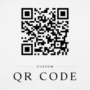 May include: A black and white QR code with the text "CUSTOM QR CODE" below it.