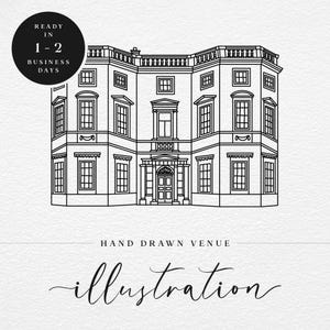 Bespoke Venue Illustration, Digital Wedding Venue Drawing, PDF Wedding Venue Illustration, Custom Venue Illustration, Printable Drawing
