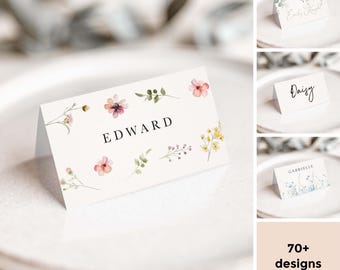 Personalised Wedding Place Cards, Folded Table Seating Escort Cards, Custom Wedding Reception Name Cards, Printed Reception Wedding Card