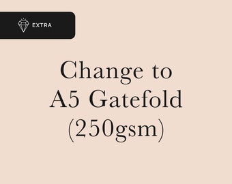 Change to A5 Size Gatefold Invitations (printed on 250gsm paper)